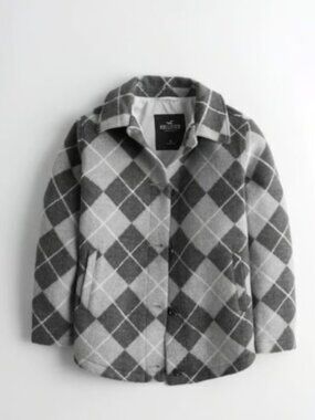 Hollister Argyle Coat Jacket Size large
